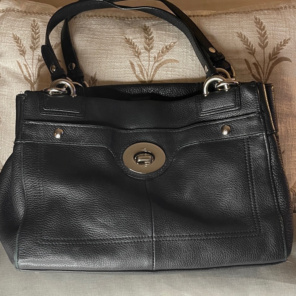 Coach Penelope Pebbled Black Leather Handbag Silver Hardware Coach B1273-F16531